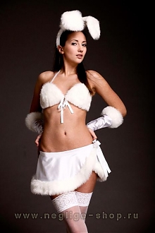 Эротический ролевой костюм Зайчик FlirtOn белый размера 42-44