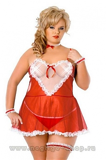 Эротический ролевой костюм горничной SoftLine Lola red размера XXXL