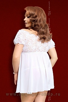 Белая сорочка большого размера XXL Josephine SoftLine с кружевным бюстом
