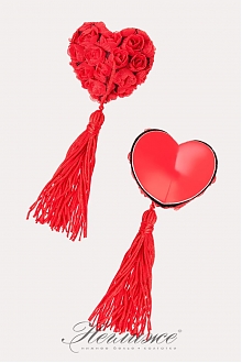 Наклейки-сердечки на соски с розами Erolanta Lingerie 790063 красного цвета