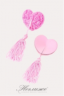 Наклейки-сердечки на соски с розами Erolanta Lingerie 790064 розового цвета